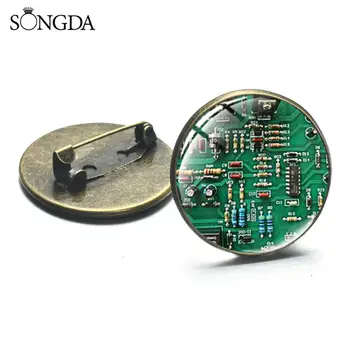 

Novelty Computer Circuit Board Brooches Complex Computer Electronic Circuit Art Pattern Lapel Pins Badge Geek Accessories