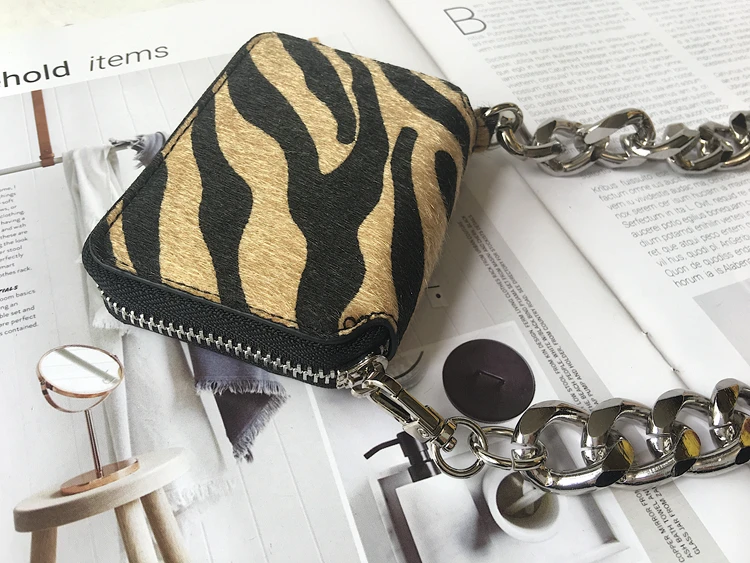 Леопардовый принт зебра искусственный мех серебряная цепь модная женская мини сумка через плечо сумки через плечо и сумки женская сумка