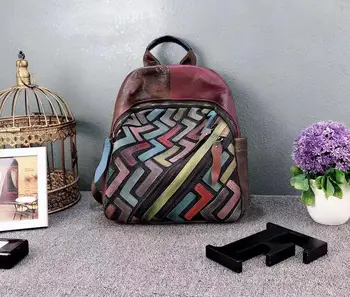 

Famous Designer High Quality Women Backpack Genuine Leather Brush Color Knapsack Small Travel Bag Firsr Layer Cowhide Vintage Da