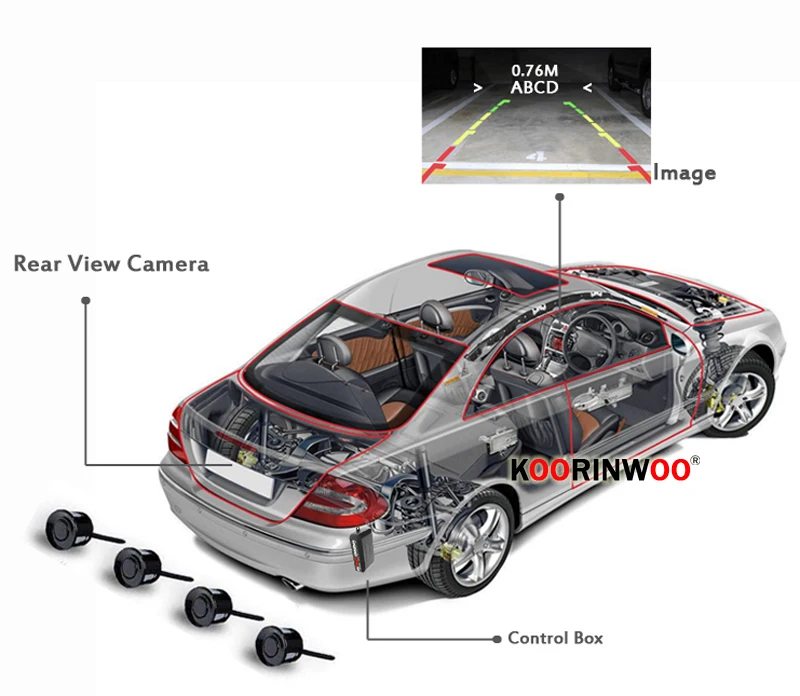 Koorinwoo CCD автомобильный парковочный датчик помощь 4,3 зеркало монитор заднего вида камера заднего вида радар датчик системы слепой паркмастер