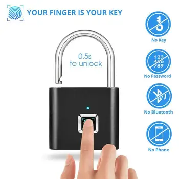 

Fingerprint Lock Smart Padlock Thumbprint Door Padlocks Portable Anti-theft Fingerprint Lock For Bag Drawer Suitcase