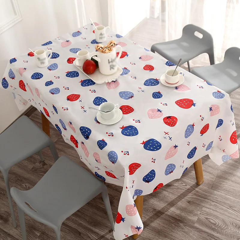 

Pastoral PVC Table Cloth Waterproof Oilproof Floral Printed Lace Edge Plastic Table Covers Anti Hot Coffee Tableclot 137*180cm