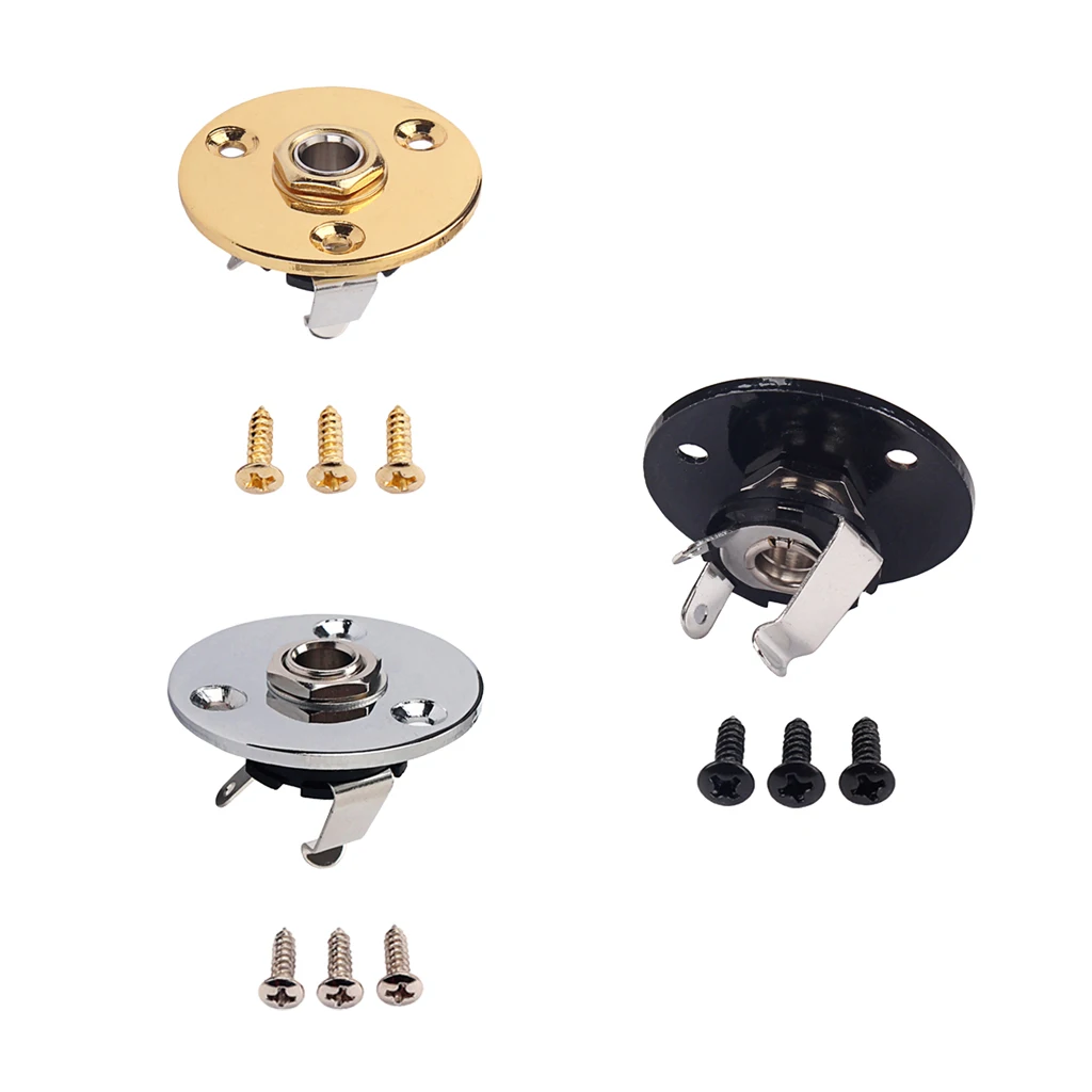 Guitar Round Plate Jack Plug Socket 6.35mm Electric Guitar Bass Accessory
