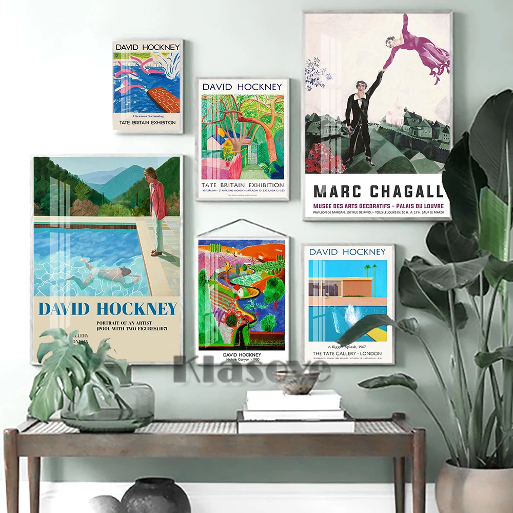 

David Hockney Cubism A Bigger Splash Exhibition Museum Poster Pool With Two Figure Modern Art Prints Canvas Painting Home Decor