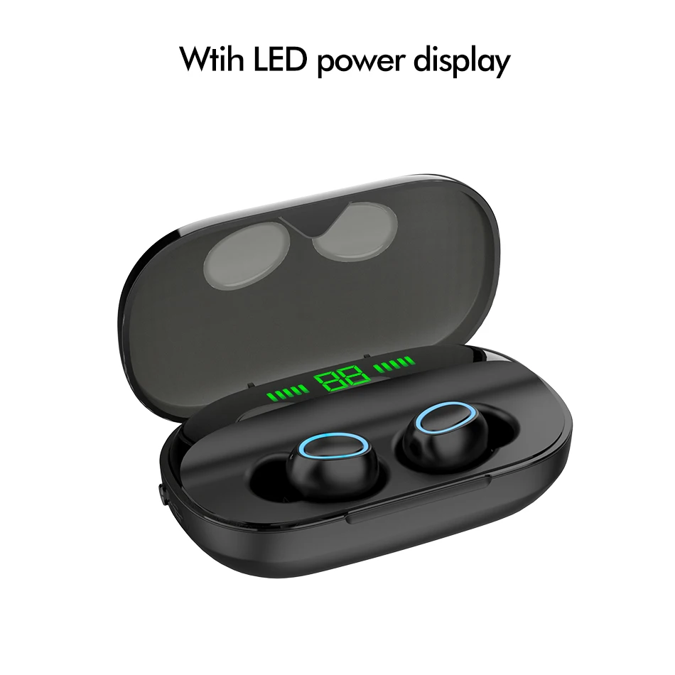 8D TWS Bluetooth 5,0 Bluetooth наушники кино HD объемное Стерео шумоподавление 2000 мАч Мощность с микрофоном беспроводные наушники - Цвет: With LED Display