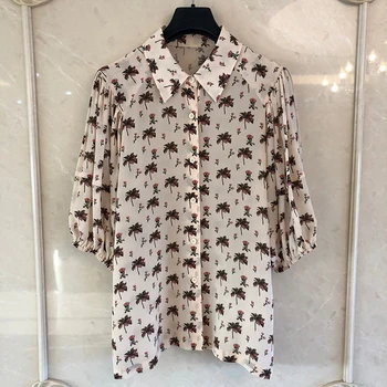 

Designer Luxury Blouse for Lady High Quality Floral Printed Blouse Long Sleeve Notched Neck Blouse for Women 2020 Summer