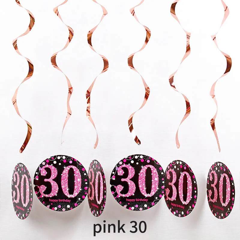 pink 30 Многофункциональный спиральный подвесной фон 18 21 30 40 50 60 70 лет на день рождения, Декор, спиральный подвесной орнамент - Цвет: pink 30
