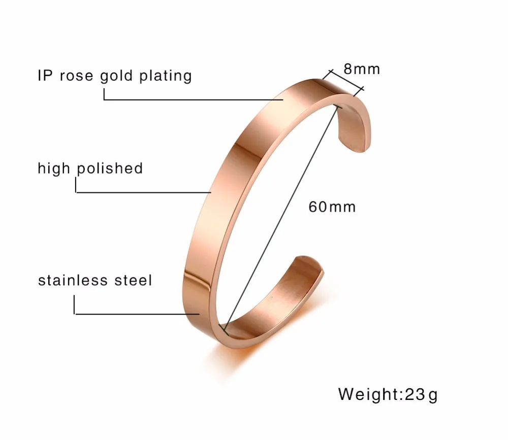 Personalized Customized Men women Rose Gold cuff bracelet 13