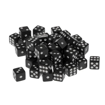 12mm 50Pcs Opaque Six Sided Spot Dice Games D6 RPG Playing Toys Black 1