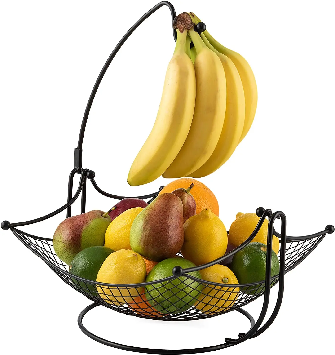 

Dinette Décor Fruit Bowl with Banana holder, Fruit Basket with Detachable Banana Hanger Black, Chrome or Bronze Color Options.,b
