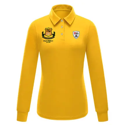 Женские рубашки, одежда для гольфа, осенне-Весенняя футболка с длинными рукавами, женские дышащие, для активного отдыха и спорта, спортивная одежда для гольфа - Цвет: Цвет: желтый