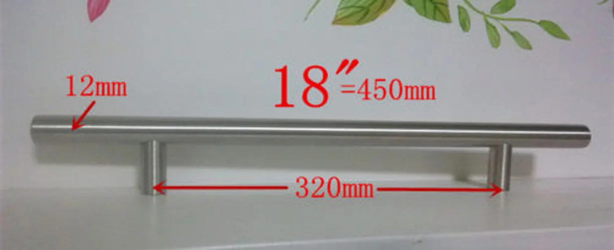 Ø12mm 2 \ "~ 20 \ 'Нержавеющая сталь Кухня ручка шкафа T бар тянуть ручки для ящиков