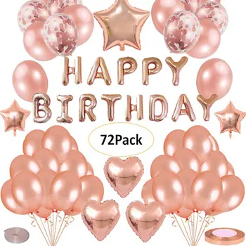 

Baby Shower Rose Gold Wedding Banner Aluminum Foil Confetti Balloon Set Party Supplies Birthday Decorations Ribbon Celebration