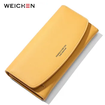 

WEICHEN new 2020 Many Department Clutch Wallet Women Long Leather Phone Wallets Ladies Purse Female Carteira Zipper Coin Pocket