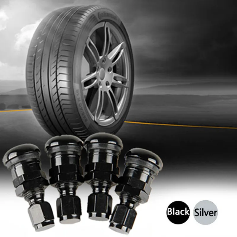 Vehemo 4pcs Aluminum Car Tyre Valve Caps Wheel Tire Air Valve Motorcycle Automobile Sensor Durable Wheel Tire Air Valve Stem
