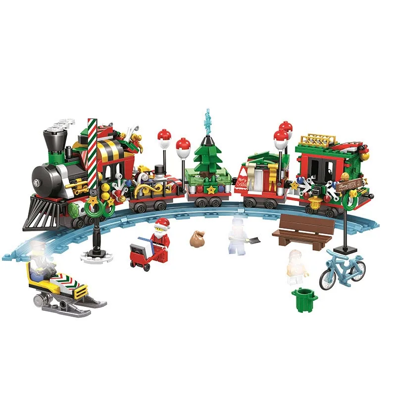 

552pcs Christmas series Advent Calendar Santa Claus Train Journey Figures Building Block Toy For Children Christmas B746