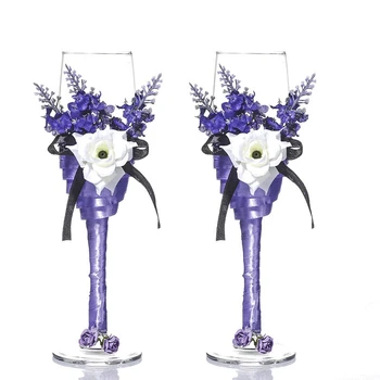 

Wedding Wine Champagne Glasses Lavender Cup Set Bride and Groom Decorative Cup for Wedding Anniversary Valentine'S Day Gift