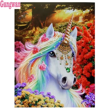 

Diamond Painting color unicorn Full Square round Diamond 5D DIY Embroidery Cross Stitch Mosaic Diamond girl‘s room Decoration