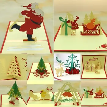 

3D Pop Up Sculpture Greeting Cards Christmas Birthday Valentine Invitation Gift Greeting Cards Xmas Wedding Invitation Card
