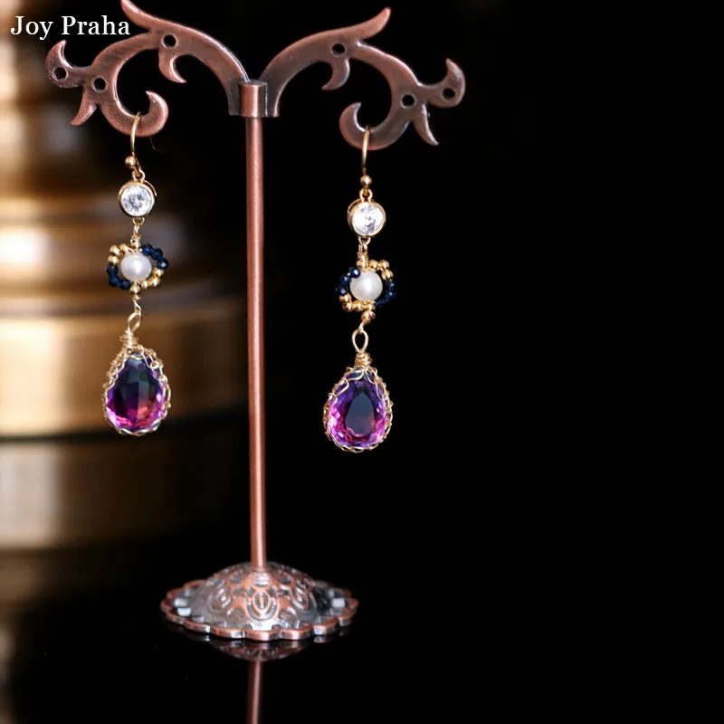 

Design blue purple gradient earrings 1*5.5cm / Original temperament summer earrings / wholesale dropshipping