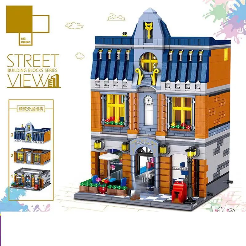 

2020 Lepining Street View Series Hill Tavern Set MOC-14672 Modular Bar Building Blocks Bricks Kids Christmas Gifts