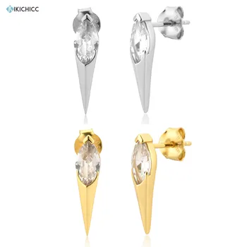 

Kikichicc 925 Sterling Silver Gold Clear Zircon Spike Stud Earring 2020 Fashion Piercing Ohrringe Jewelry For European Jewelry