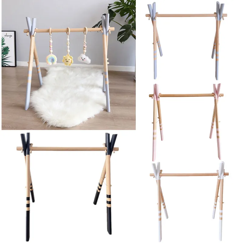 

Nordic Solid Color Baby Play Gym Frame Wooden Newborn Fitness Rack Sensory Ring-pull Hanging Toys Baby Gym Rack Kids Room Decor