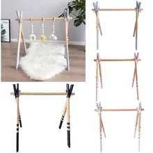 Estructura de gimnasia para bebés, estante de Fitness de madera para recién nacidos, anillo sensorial colgante, juguetes de gimnasio para bebés, decoración para habitación de niños, Color sólido Nórdico