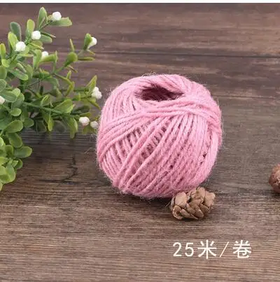 Розовый 10 шаров* 25 м красочные шпагат украшения пеньковой веревки DIY ручной работы аксессуар натуральный окрашенный Лен нить для вязания крючком ремесло ZL5247 - Цвет: Розовый