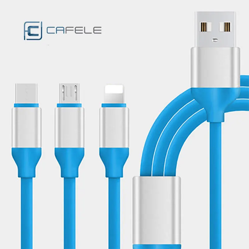 Cafele 3 в 1 USB кабель 1,2 м зарядный Тип C Usb кабели для IPhone X Xs Max IPad Xiaomi Mi9 Mi8 huawei samsung Red rice Note 7 Oppo