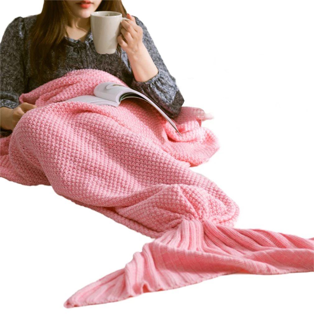 5 Colors Mermaid Tail Blanket Lady Soft Handmade Sleeping Bag Fashionable Knitted Blanket Fishtail Sleeping Bedspreads Blankets Aliexpress