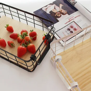 

Simple Retro Sundries Storage Iron Storage Basket Desktop Snack Fruit Storage Basket Cosmetic Mask Books Storage Box Household
