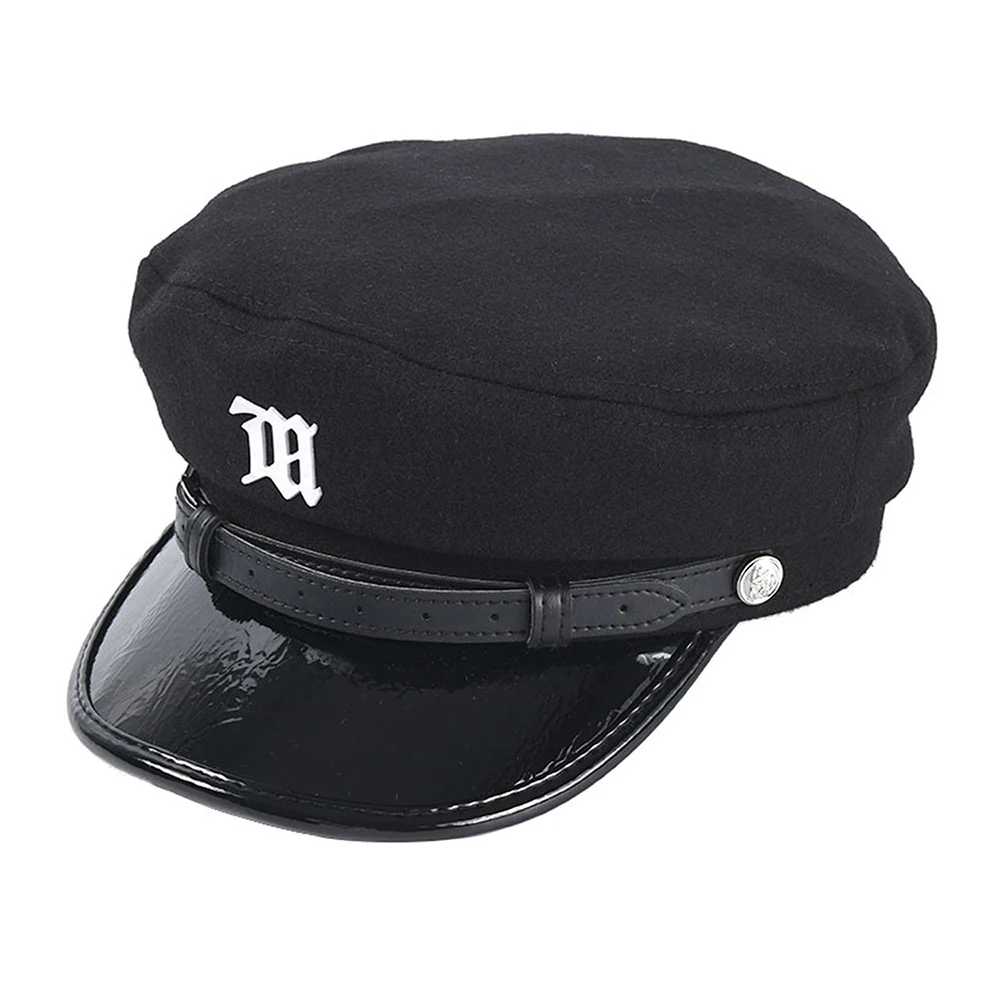 Осенне-зимняя модная шерстяная Плоская верхняя Военная Кепка Женская Повседневная Черная кепка дикая индивидуальность Темперамент Регулируемый сплошной цвет