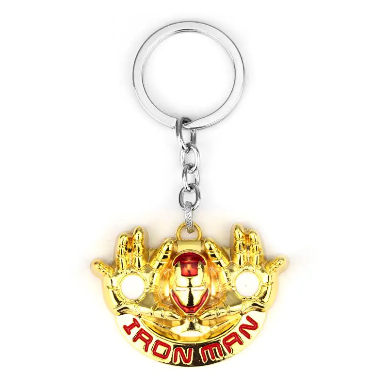 Marvel, супергерой, Мстители, Железный человек, маска, резиновый брелок, подвеска, брелок, фильм, голова Железного человека, брелки, подарок для мужчин - Цвет: gold