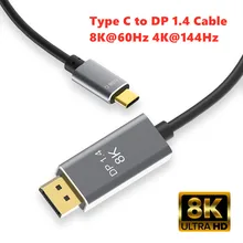 Usb c para dp1.4 pd carregamento conversor de cabo 2 modos disponíveis expandir monitor 8k @ 60hz 4k @ 144hz para porta de exibição 1.4 mac pro portátil