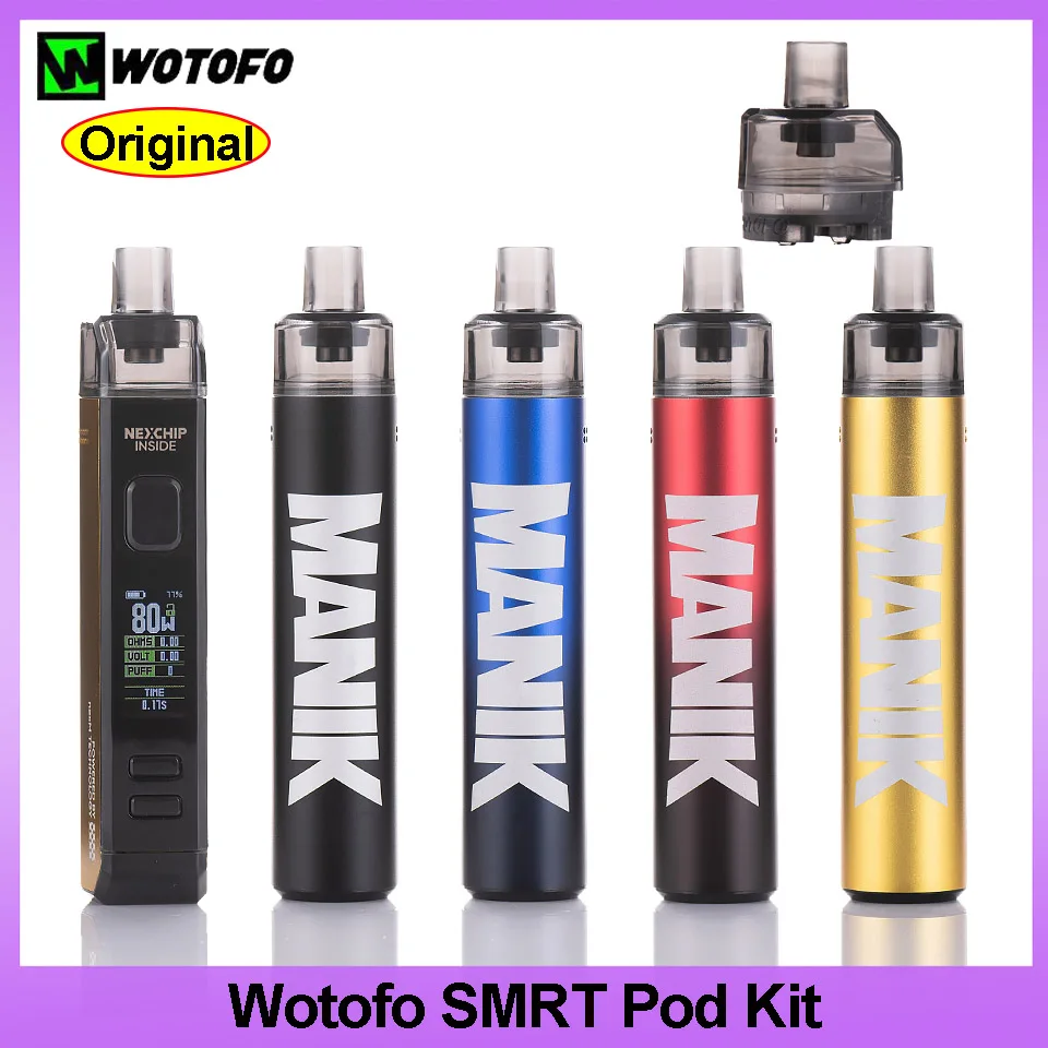 Wotofo-Kit de vapeo Original SMRT Pod, batería de 2000mah, cigarrillo electrónico, 80W, Mod de vapeo con cartucho de 4,5 ML, Kit de sistema reconstruible Pod