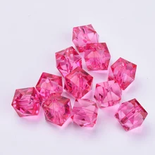 

500g Transparent Acrylic Beads Faceted Cube Medium Violet Red 20x20x18mm Hole: 2.5mm about 120PCS /500g