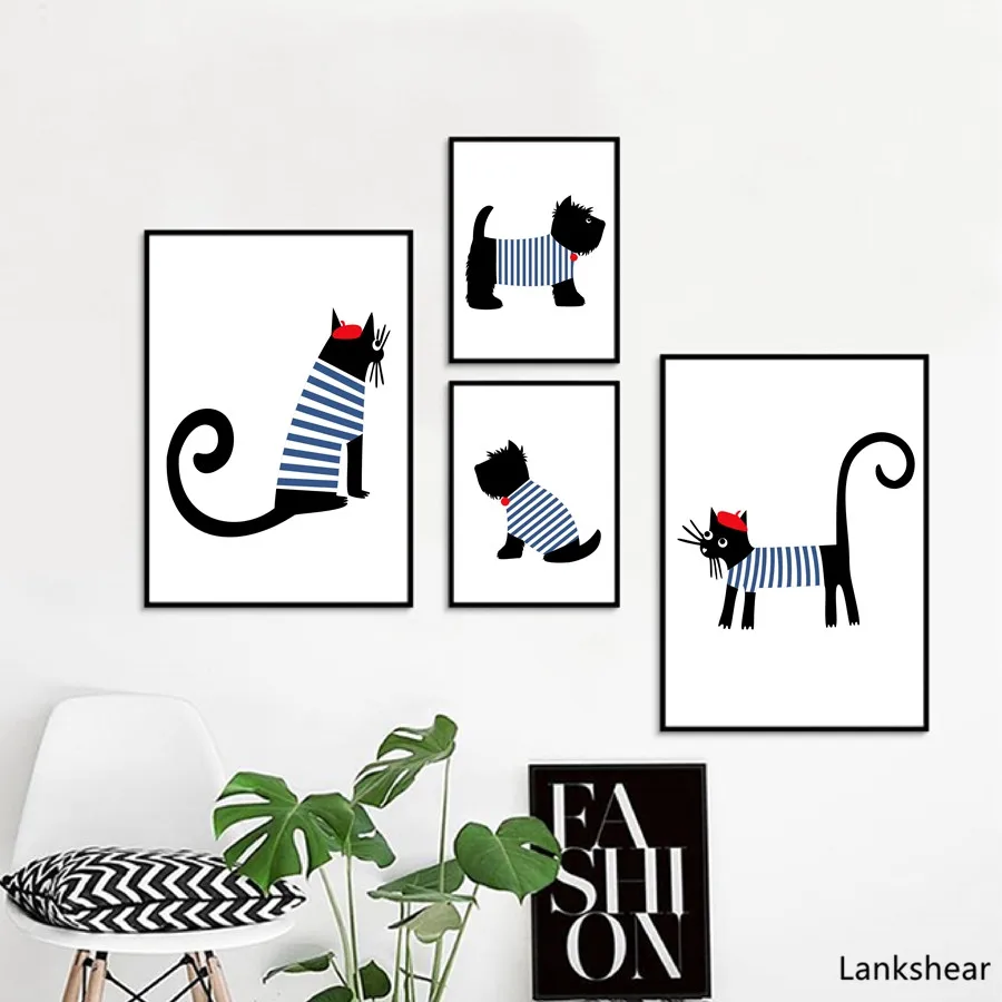 

Wall Art Canvas Cute Animal Cat Decoration for Home Pictures for Home Design Posters and Prints for Living Room Frameless