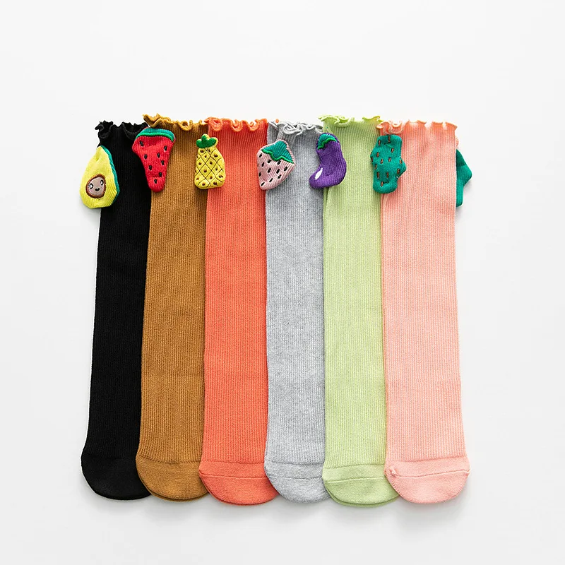

Spring New Children's Socks Double Needle Fungus Baby Pile Socks Fruit Cute Accessories Girls Students Socks