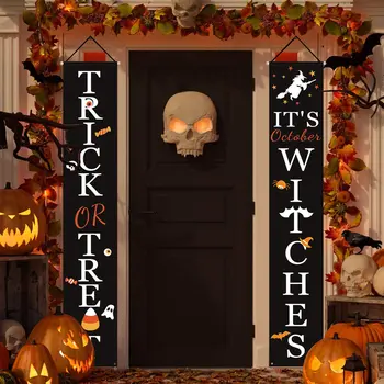 

Halloween Decoration Outdoor Trick Or Treat And Halloween Welcome Sign Decorated With October Witch Front Door