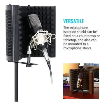 

Foldable Microphone Isolation Shield Alloy Acoustic Foams Shield Professional Studio Soundproofing Panel for Recording Broadcast