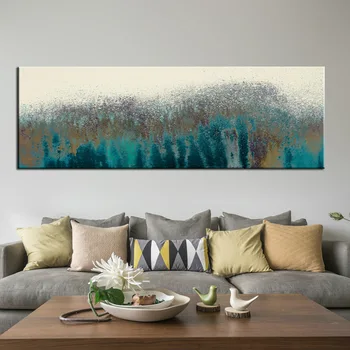 

Abstract oil painting turquoise landscape poster printing decorative frameless painting