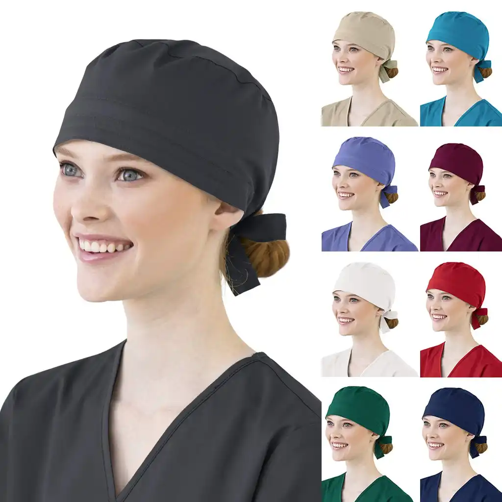OMINA Unisex Scrub Bouffant Cap with Sweatband Scrub Hat Fashion Headwear Bandana Adjustable Nursing Hats