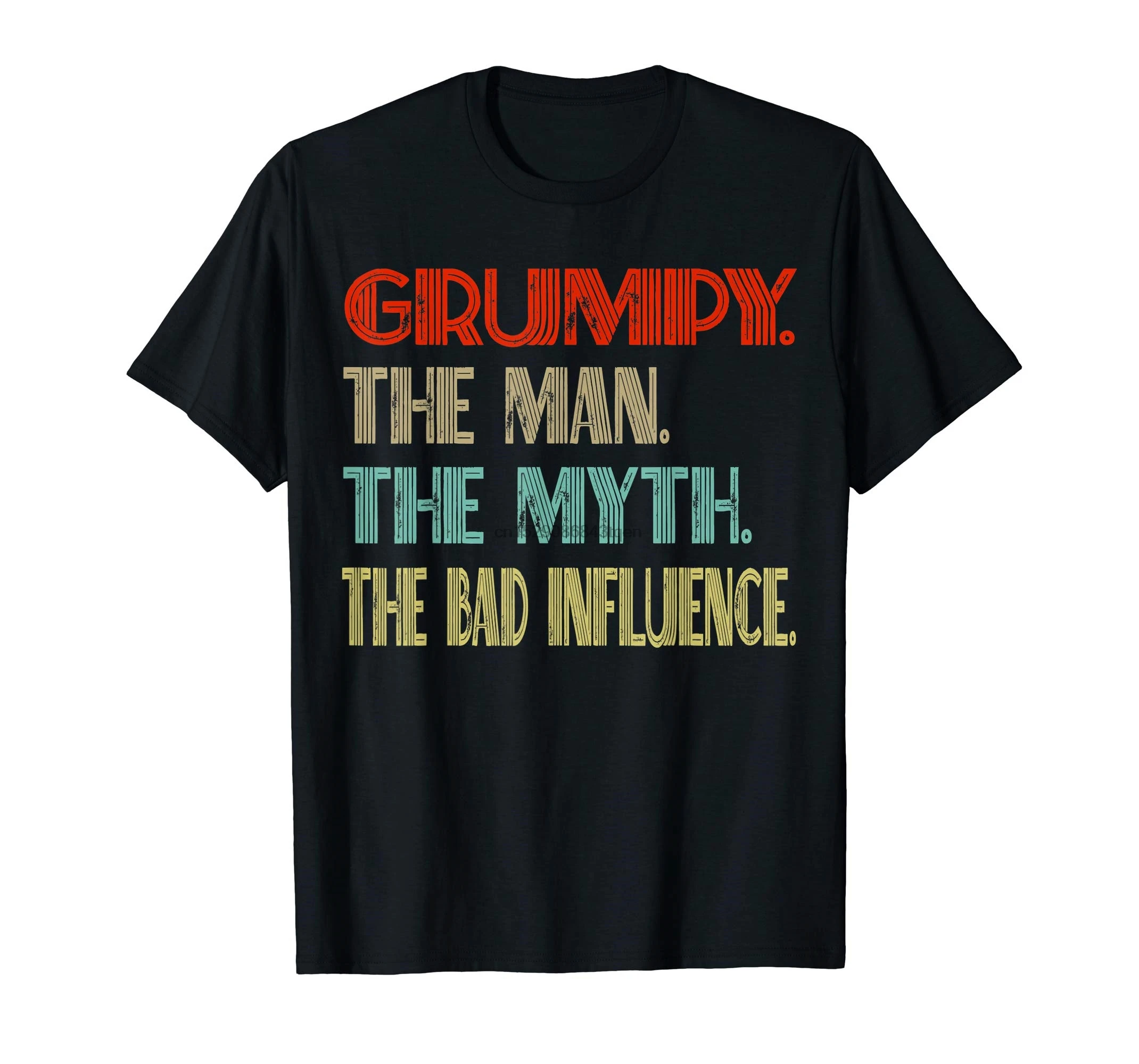Grumpy The Man Myth Bad Influence Father's Day Рубашка Мужская Футболка черный|Футболки| |
