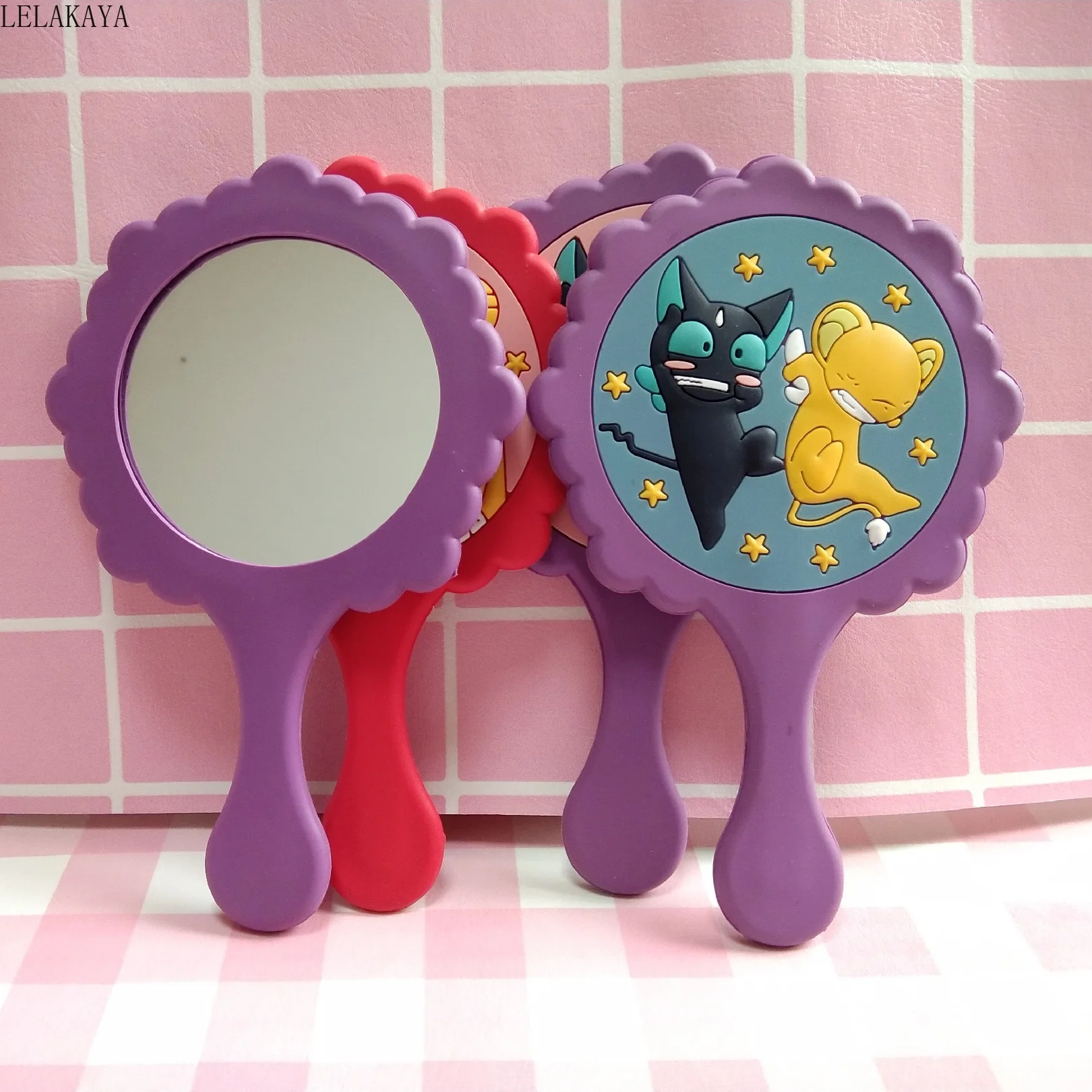 

Sailor Moon Card Captor Sakura KERO SPINEL Anime Action Figure Printed Rubber Small Portable Make Up Handle Mirror Cosplay Gift
