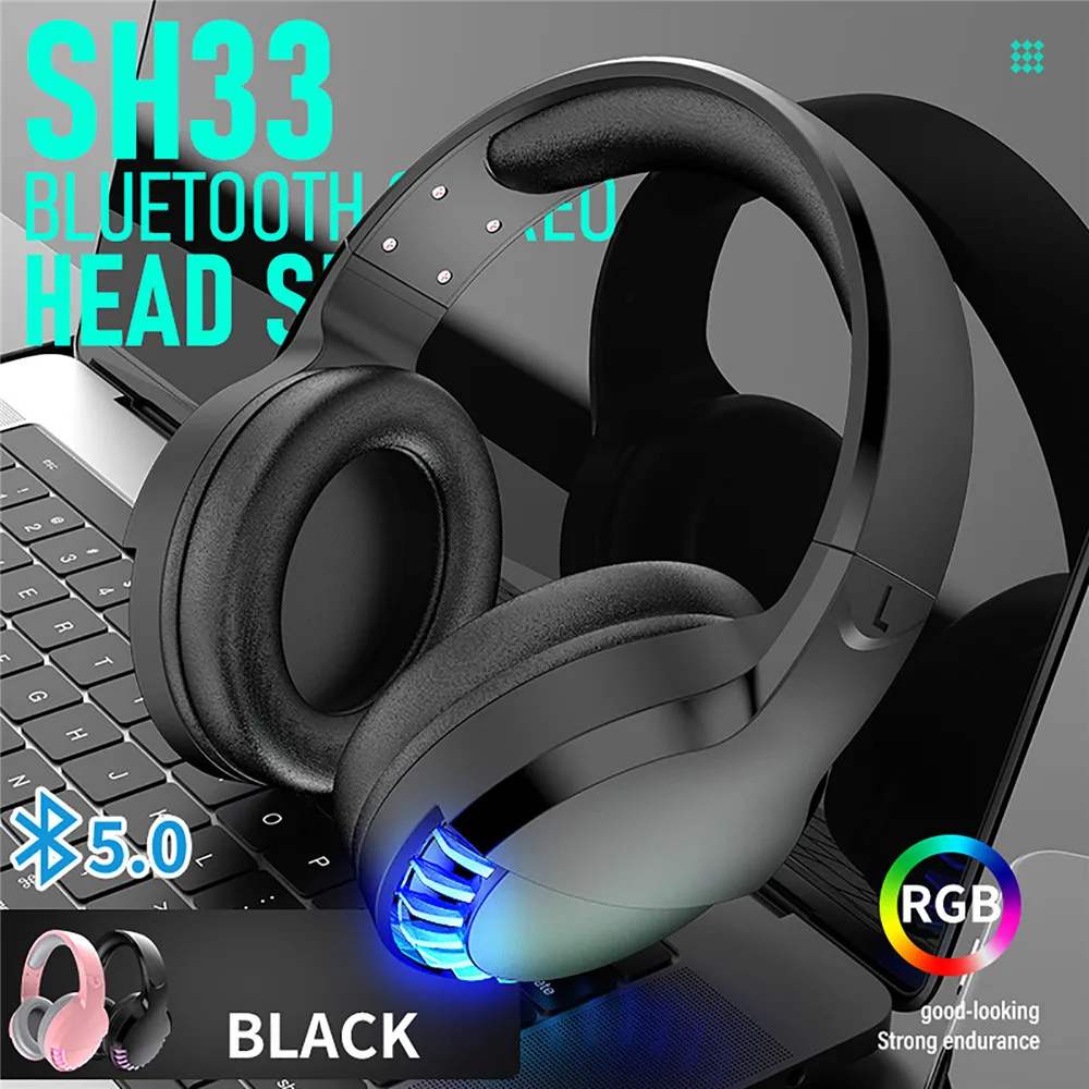 Gaming Headset Wired Dual Mode RGB Light Over Head Headphones Noise Cancelling for Laptop Mobile Phone Tablet Game