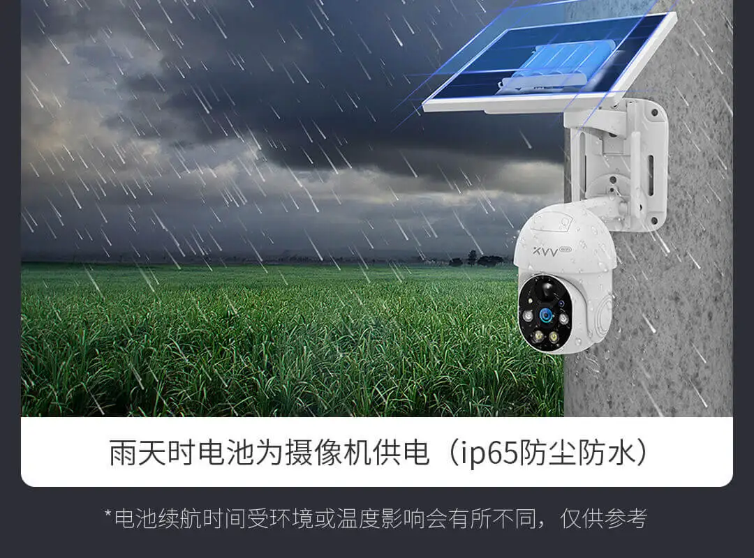 Xiaovv WiFi 4G Solar Version Camera Ip65 Dustproof Waterproof 10000 mAh Large Capacity Batterie Powered by Solar Energy On Sunny