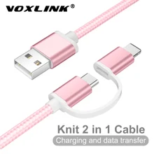 VOXLINK 2 en 1 câble USB Micro Type C câble de chargeur android vers usb c câble de charge rapide pour Samsung Huawei Xiaomi câble de données