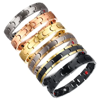 

Black Steel Magnetic Bracelet Male Wrist Band Magnetic Energy Bracelet Chain Link Stainless Steel Men Bracelet Therapy Arthritis