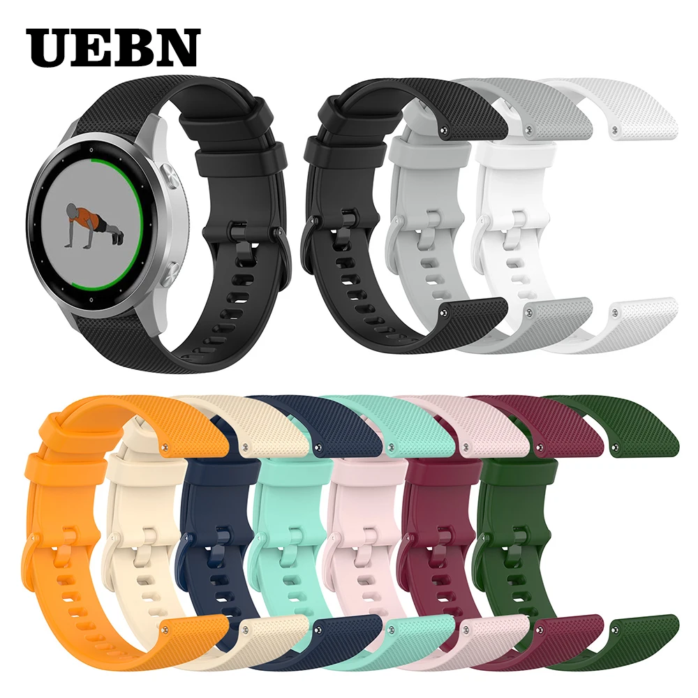 Ремешок UEBN силиконовый для наручных часов Garmin Vivoactive 3 4 часа 18 мм 20 22 Forerunner 245 265